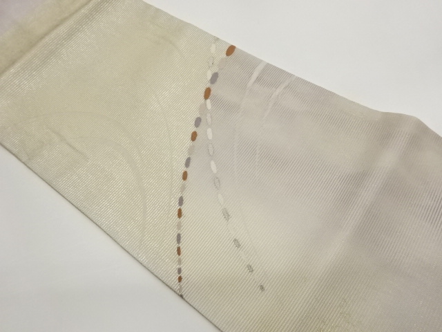 JAPANESE NAGOYA OBI FOR SUMMER / WOVEN ABSTRACT WAVY STRIPE